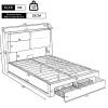 Gutent Lit rembourré hydraulique 140x190cm, tiroirs de rangement, avec sommier à lattes, sans matelas, velours, beige* Lit Avec Rangement