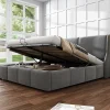 Lit rembourré hydraulique 140x200cm, forme oreille, tête de lit avec coussin, lit double, lit fonctionnel, velours, gris>Gutent Sale