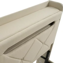 Gutent Lit rembourré hydraulique 140x200cm, lit double, espace de rangement en tête de lit avec port usb et type c, lin, beige* Lit Avec Rangement