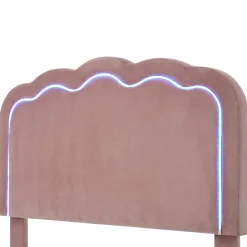 Blackcolors Lit rembourré LED 90 x 200 cm, tête de lit réglable, rose,* Lit Avec Rangement