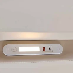 Lit rembourré pour enfant 90 x 200 cm, veilleuse USB, compartiments de rangement, beige,>Blackcolors Hot