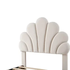 Blackcolors Lit rembourré pour enfant 90 x 200 cm, tête de lit à fleurs, 2 compartiments, beige,*Enfant Lit Enfant