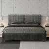 Lit rembourré sans sommier 160x190 Aragona 8 tissu Mados bleu>Ityhome Discount