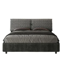 Lit rembourré sans sommier 160x190 Aragona 8 tissu Mados bleu>Ityhome Discount