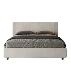 Ityhome Lit rembourré sans sommier 160x200 tissu Labirinto 01 blanc Rosal* Lit Coffre