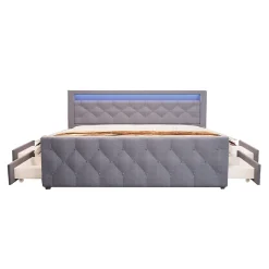 Brand Home Deluxe Lit rembourré VELARA gris foncé* Lit Coffre