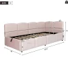 Redom Lit rembourré 90x200 cm avec sommier en velours rose port USB poche de rangement sans matelas* Lit Avec Rangement