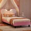 Lit Rembourré 90x200 cm, Cadre de lit Simple avec sommier à Lattes, Cadre de lit pour Enfants, Adolescents, Adultes, Velours, Pink>Simple Life New
