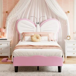 Lit Rembourré 90x200 cm, Cadre de lit Simple avec sommier à Lattes, Cadre de lit pour Enfants, Adolescents, Adultes, Velours, Pink>Simple Life New
