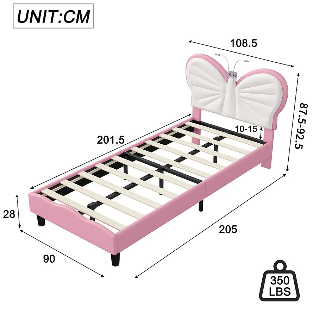 Lit Rembourré 90x200 cm, Cadre de lit Simple avec sommier à Lattes, Cadre de lit pour Enfants, Adolescents, Adultes, Velours, Pink>Simple Life New
