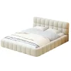 ProximaX Lit rembourré 140x190 cm en lin, dossier moelleux, cadre rembourré, sommier à lattes inclus, lit jeune/double, Beige* Lit Coffre