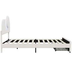 Simple Life Lit Rembourré 140x200 cm, lit double avec éclairage LED et 2 tiroirs, pour adultes et adolescents* Lit Coffre