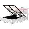 Blackcolors Lit Rembourré 140X200 Cm Sommier Rangement LED Blanc PU* Lit Avec Rangement
