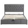 Generique Lit rembourré 160x200 cm,Cadre de lit avec Rangement,Lit Double ornementation de Rivets,Gris* Lit Double