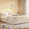 Lit rembourré 90x200cm beige avec télécommande LED, tête réglable et 2 tiroirs, style minimaliste>Simple Life Hot