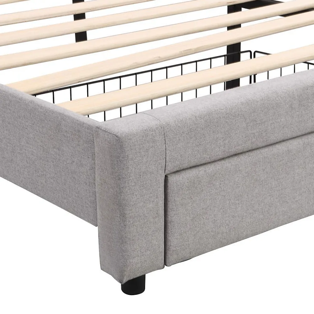 Lit Rembourré 180X200Cm Led Tiroirs Lin Gris>Blackcolors Best