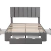 Lit Rembourré 140X200Cm Velours Tiroirs Gris>Blackcolors Outlet