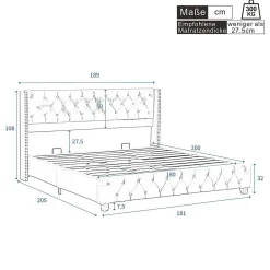 Blackcolors Lit Rembourré 180X200Cm Velours Bois Beige* Lit Avec Rangement