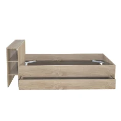 Weber Industries Lit RIGA 140x190cm + tête de lit + 2 tiroirs / Décor Chêne Blanchi* Lit Avec Rangement
