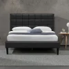 Provence Literie Lit riley pour matelas 120x200 - sommier + tete de lit capitonnee noir - pieds 16 cm pour matelas - 2 x 13 lattes - - confort -* Lit Coffre