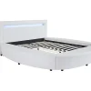 Vente-unique Lit rond 160 x 200 cm - Avec LEDs - Simili - Blanc + Matelas - ABULIS III* Lit Double