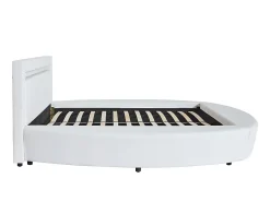 Vente-unique Lit rond 160 x 200 cm - Avec LEDs - Simili - Blanc + Matelas - ABULIS III* Lit Double