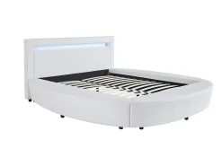 Lit rond 160 x 200 cm - Avec LEDs - Simili - Blanc - ABULIS III>Vente-unique Best