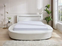 Lit rond 160 x 200 cm - Avec LEDs - Simili - Blanc - ABULIS III>Vente-unique Best