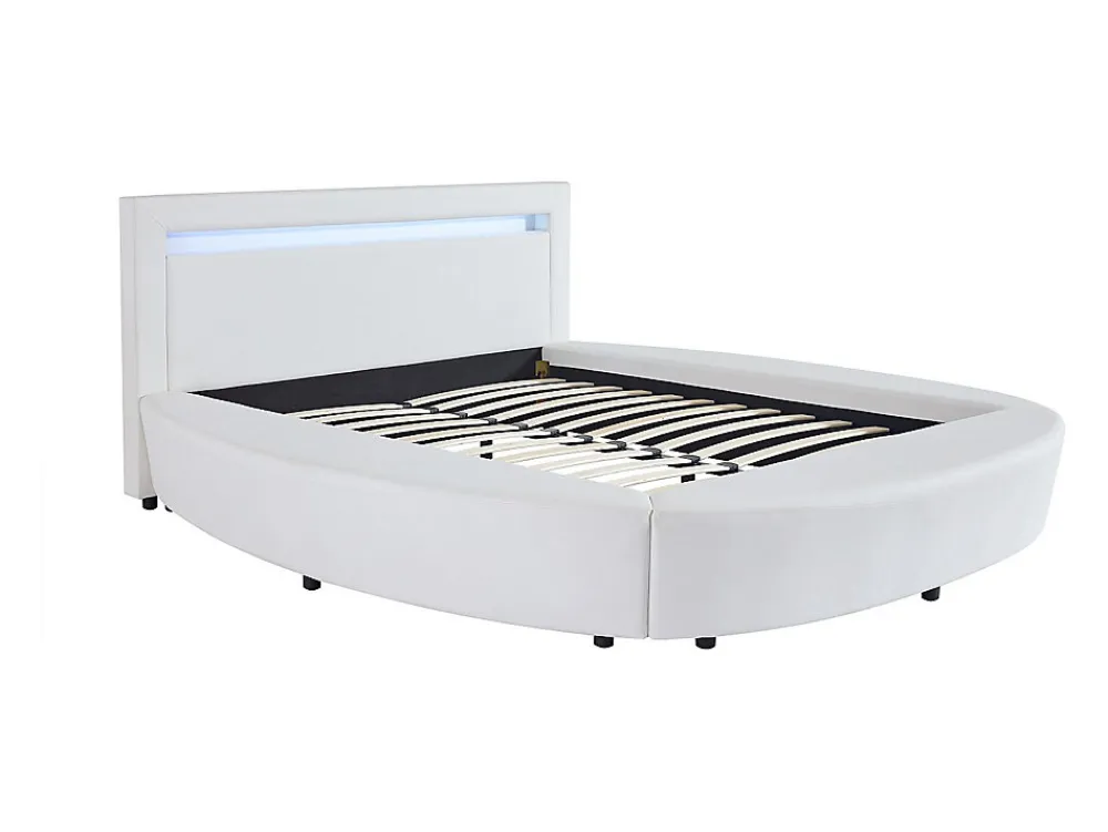 Lit rond 160 x 200 cm - Avec LEDs - Simili - Blanc - ABULIS III>Vente-unique Best