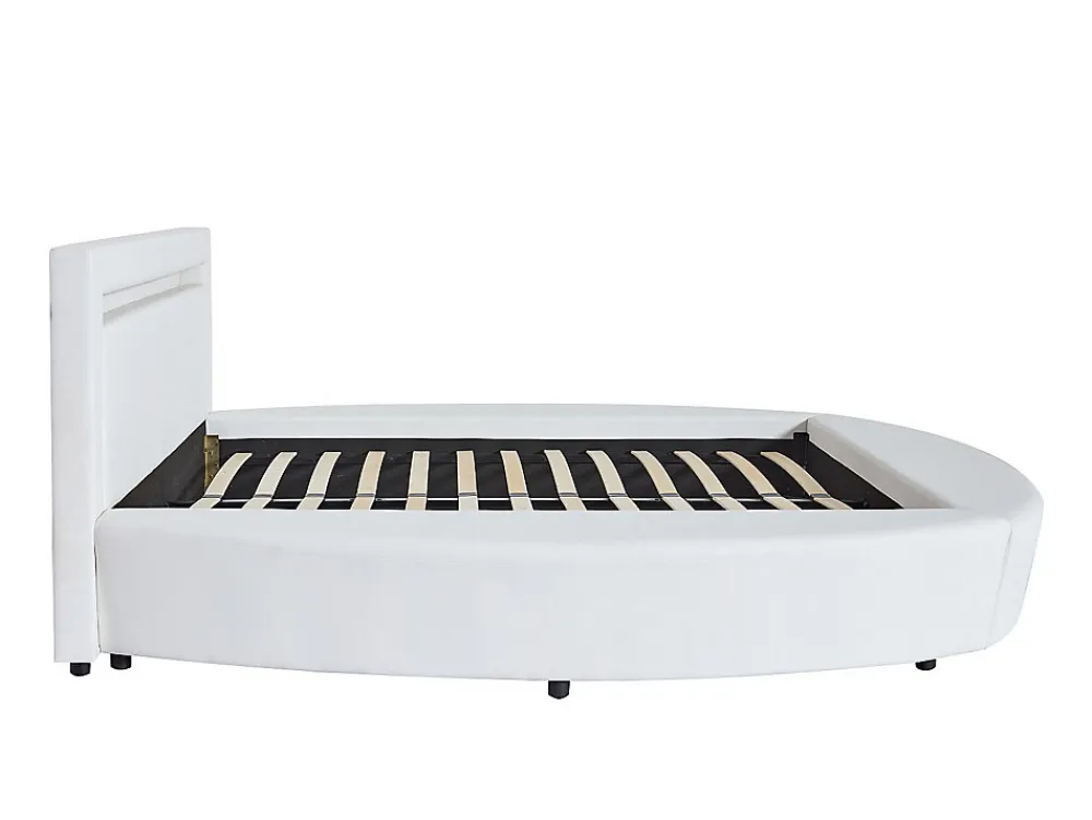 Lit rond 160 x 200 cm - Avec LEDs - Simili - Blanc - ABULIS III>Vente-unique Best