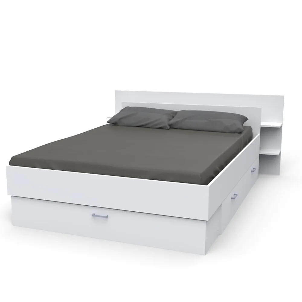 Lit SAMBA 140x190cm + tête de lit + 2 tiroirs / Blanc>Weber Industries Clearance