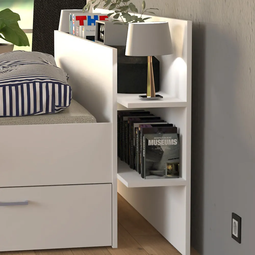 Lit SAMBA 140x190cm + tête de lit + 2 tiroirs / Blanc>Weber Industries Clearance