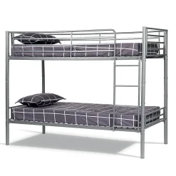 Lit SAMMY Lit superposé en métal 90x200 cm gris avec sommiers inclus><noscript><img width=