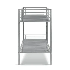 Lit SAMMY Lit superposé en métal 90x200 cm gris avec sommiers inclus><noscript><img width=
