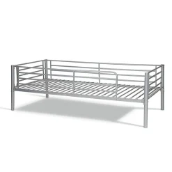 Lit SAMMY Lit superposé en métal 90x200 cm gris avec sommiers inclus><noscript><img width=
