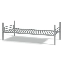 Lit SAMMY Lit superposé en métal 90x200 cm gris avec sommiers inclus><noscript><img width=