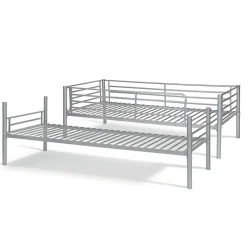 Lit SAMMY Lit superposé en métal 90x200 cm gris avec sommiers inclus><noscript><img width=