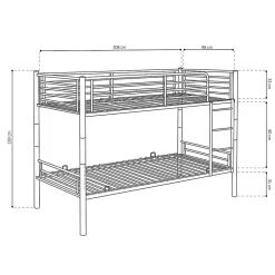 Lit SAMMY Lit superposé en métal 90x200 cm gris avec sommiers inclus><noscript><img width=