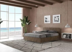 Lit sans sommier tête de lit droite 140x200 à lattes en noyer Ankel><noscript><img width=
