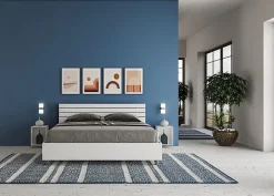 Lit sans sommier Tête de lit inclinée 160x200 à lattes Ankel en frêne blanc><noscript><img width=
