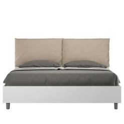 Lit sans sommier 160x200 avec coussins en simili cuir gris tourterelle Egos Antea>Ityhome New