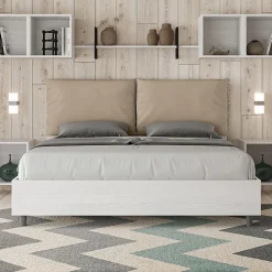 Lit sans sommier 160x200 avec coussins en simili cuir gris tourterelle Egos Antea>Ityhome New