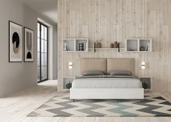 Lit sans sommier 160x200 avec coussins en simili cuir gris tourterelle Egos Antea><noscript><img width=