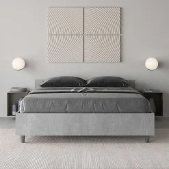 Ityhome Lit sans sommier 140x190 béton Nuamo* Lit Coffre