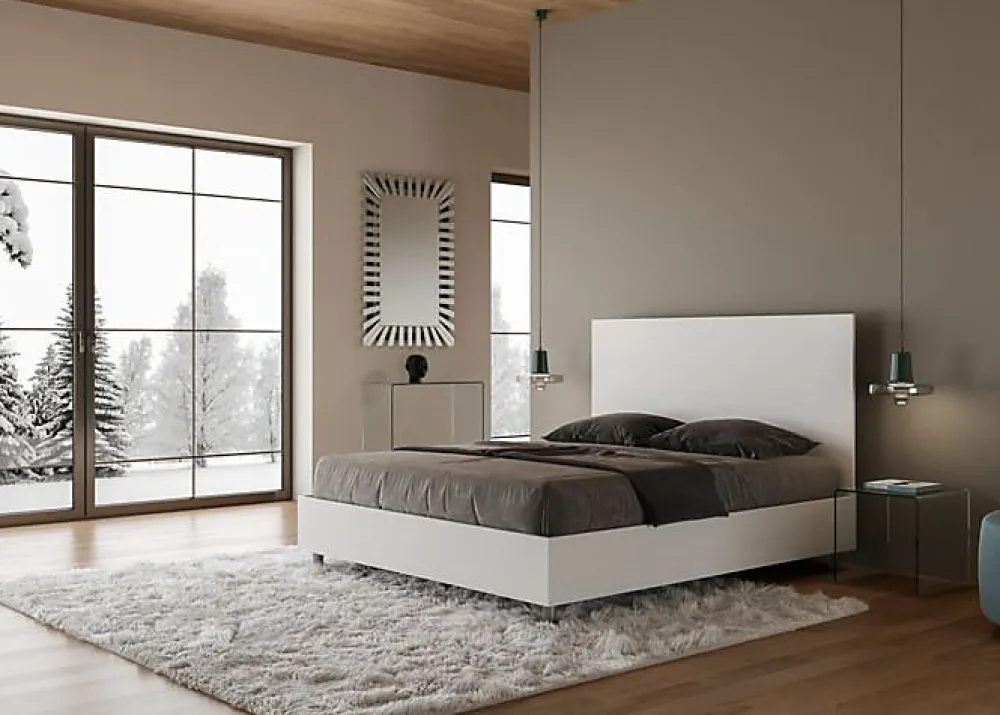 Ityhome Lit sans sommier 160x200 frêne blanc New Egos* Lit Coffre