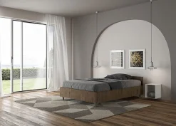 Ityhome Lit sans sommier 120x190 noyer Nuamo* Lit Coffre
