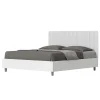 Lit sans sommier 160x200 structure frêne blanc tête de lit mélamine blanc/simili cuir Kaia>Ityhome Clearance