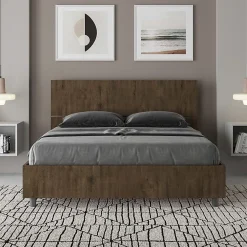 Lit sans sommier 140x190 tête de lit droite Demas noyer><noscript><img width=
