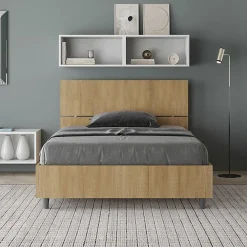 Lit sans sommier 120x200 Tête de lit inclinée Demas chêne>Ityhome