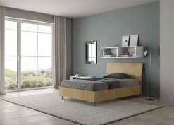Lit sans sommier 120x200 Tête de lit inclinée Demas chêne><noscript><img width=